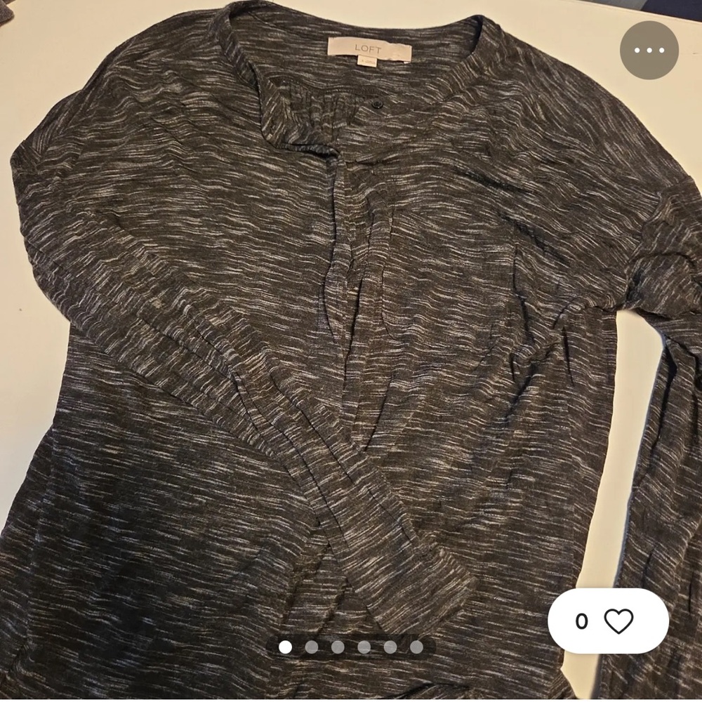 LOFT Charcoal Long Sleeve Button-Up Shirt